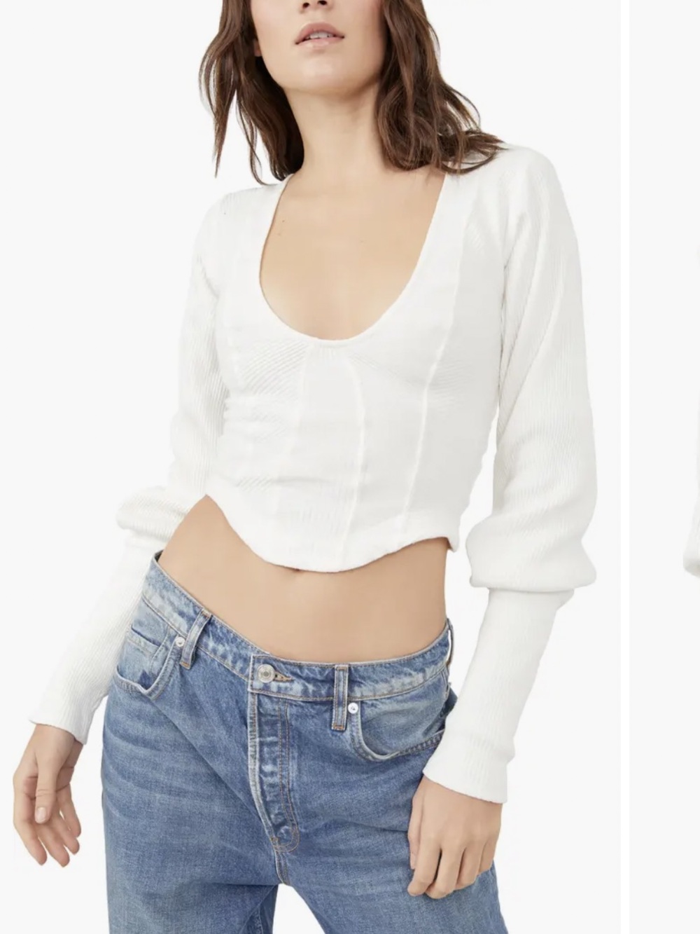 free people Petra U-Neck Cotton Blend Crop Top
